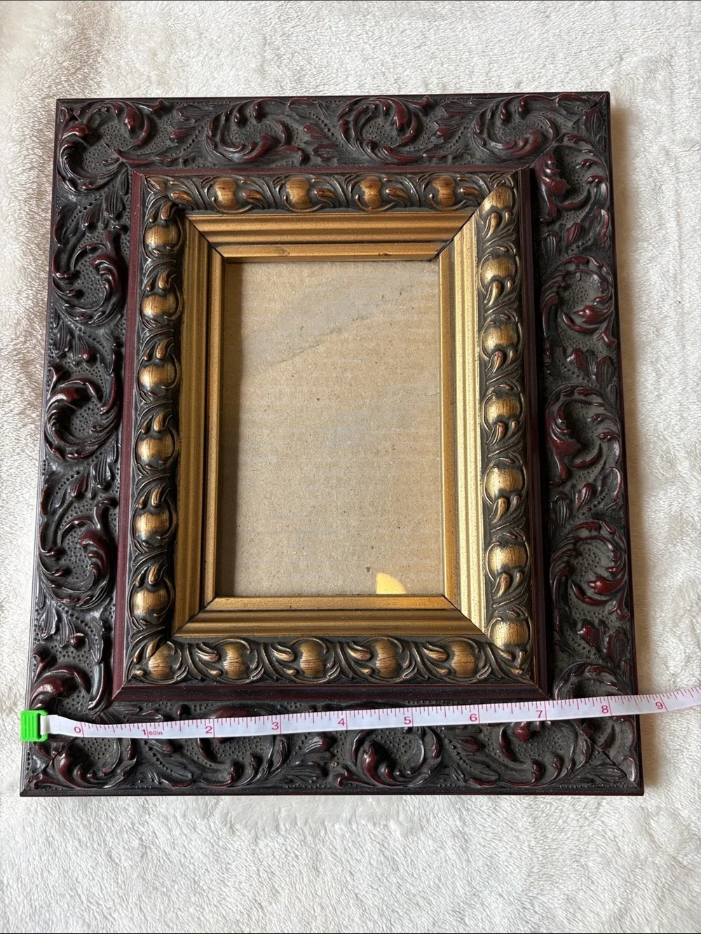 Vintage-Style Gold and Dark Red Ornate Picture Frame